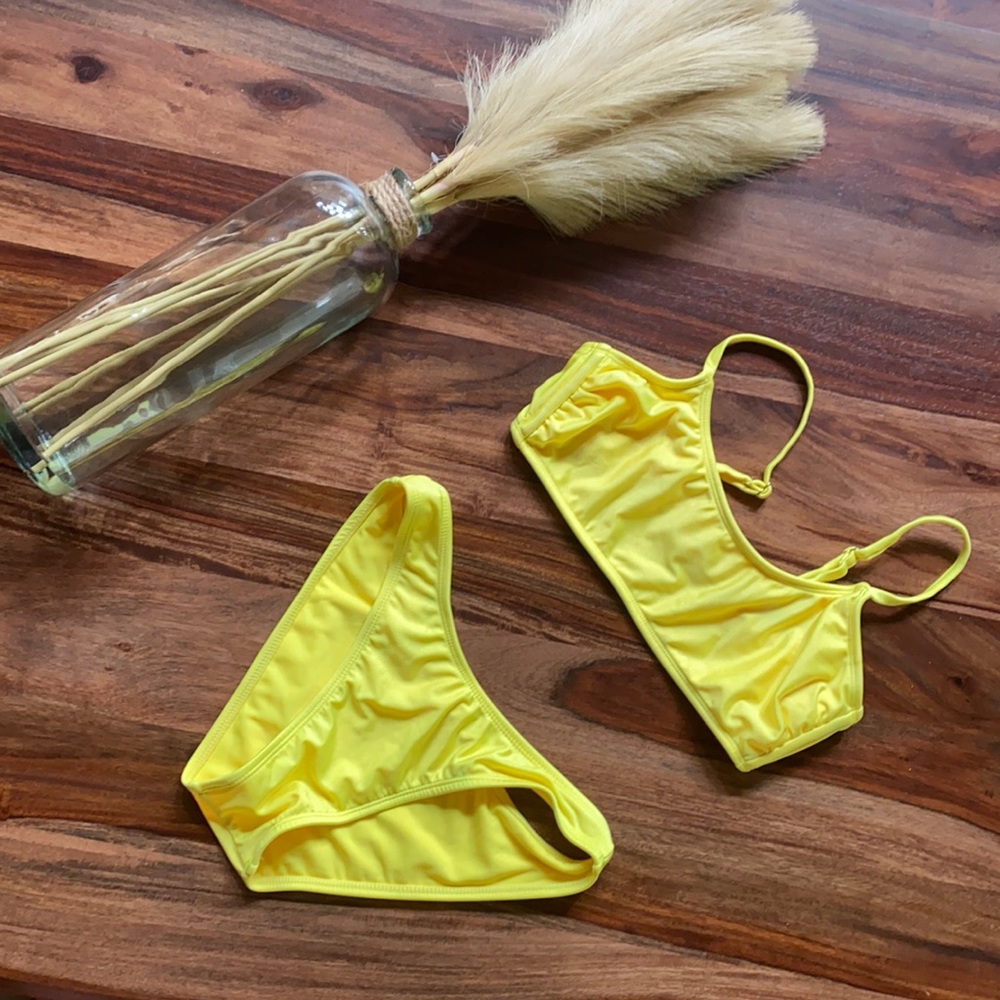 Neon Yellow Two Piece Swimsuit Bikini